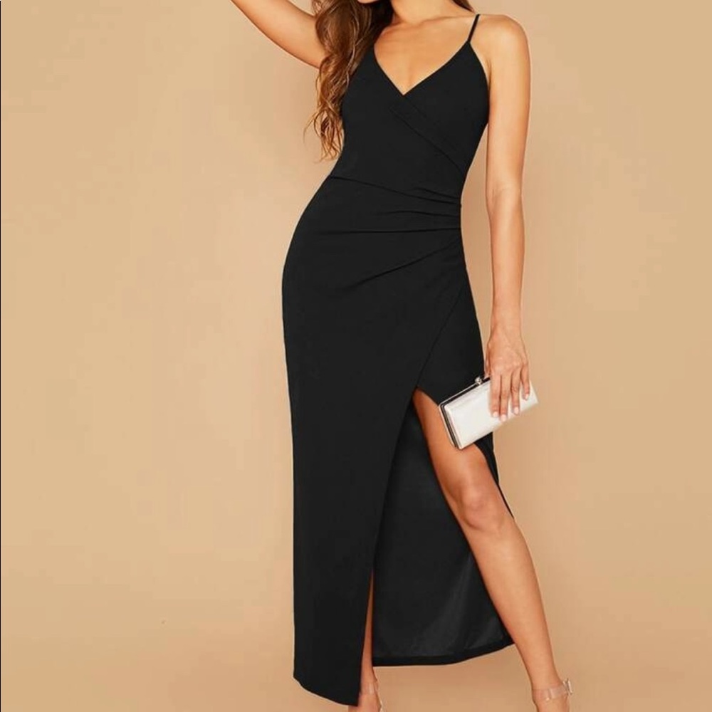 Ruched Side Split Thigh Cami Dress